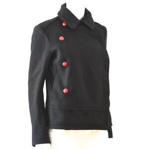 Yoshi Kondo Structured Wool Jacket With Overlapping Front & Red Buttons - Japan